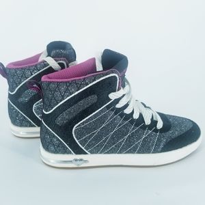 Skechers sparkle black/silver/pink high top size 2